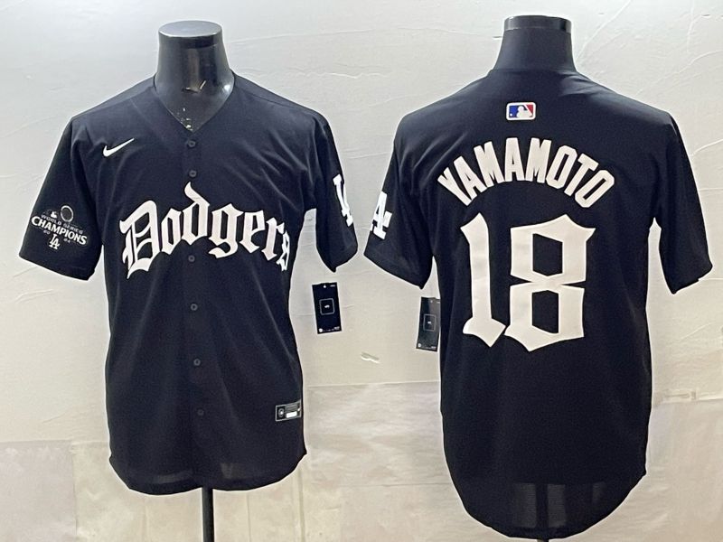 Men 2026 Nike Los Angeles Dodgers #18 Yamamoto Black Game MLB Jersey 08->los angeles dodgers->MLB Jersey